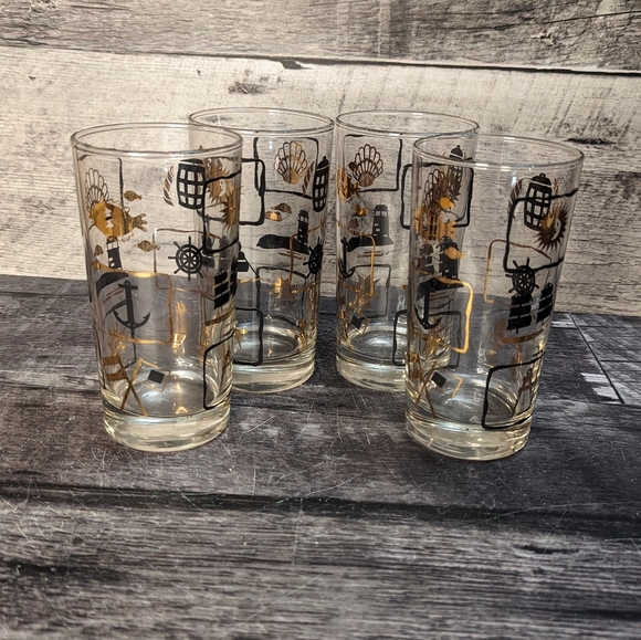 Other - Gorgeous Midcentury HighBall Glasses with Nautical Motif